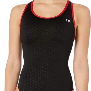 TYR Durafast Elite Women's Maxfit Swimsuit - Hexa - Black & Red Size 30